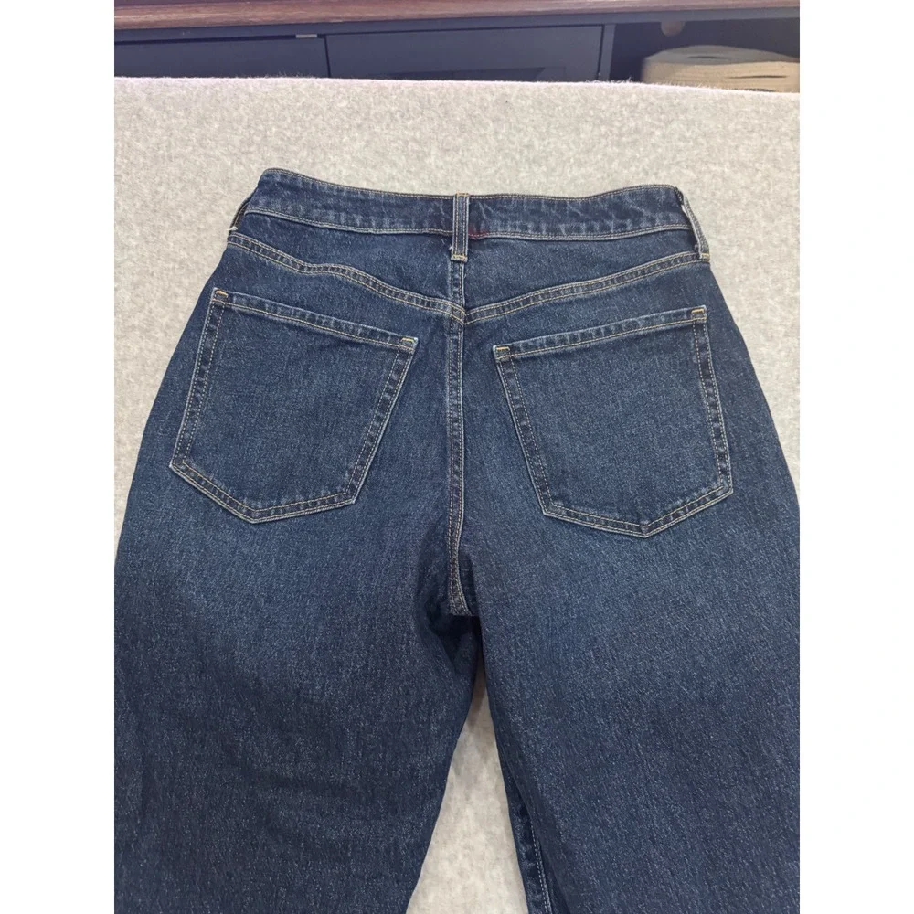 Old Navy High-Rise Curvy OG Straight Jeans Dark‎ Wash Button Fly Raw Hem Size 6